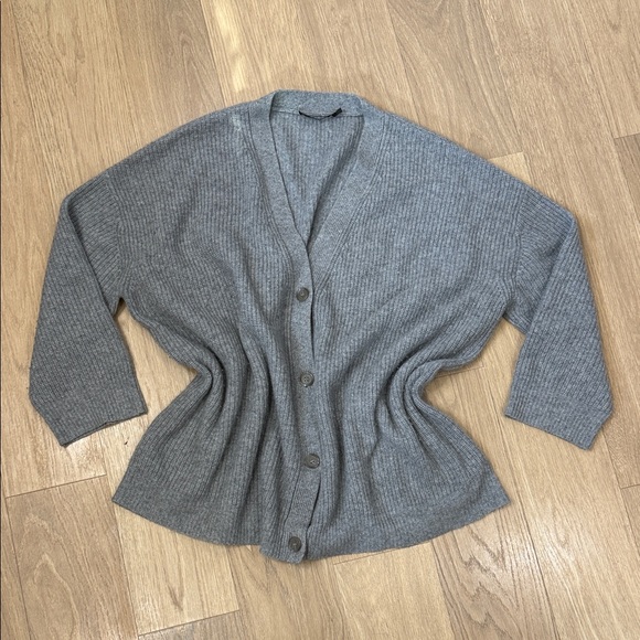 Jenni Kayne Gray Women's Cashmere Button Front Cardigan Sweater Size XXL